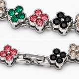 Silver and Color Four-Leaf Clover Zircon Bracelet - Gold-Tone Alloy Lucky Charm Wristband with Full Crystal Pave, 22cm Elegant Fashion Jewellery for Women In Australia - Darrahopens