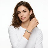 Silver and Color Four-Leaf Clover Zircon Bracelet - Gold-Tone Alloy Lucky Charm Wristband with Full Crystal Pave, 22cm Elegant Fashion Jewellery for Women In Australia - Darrahopens