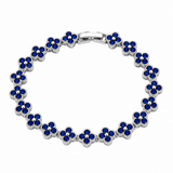 Silver and Blue Four-Leaf Clover Zircon Bracelet - Gold-Tone Alloy Lucky Charm Wristband with Full Crystal Pave, 22cm Elegant Fashion Jewellery for Women In Australia - Darrahopens
