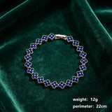 Silver and Blue Four-Leaf Clover Zircon Bracelet - Gold-Tone Alloy Lucky Charm Wristband with Full Crystal Pave, 22cm Elegant Fashion Jewellery for Women In Australia - Darrahopens