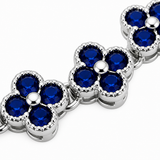 Silver and Blue Four-Leaf Clover Zircon Bracelet - Gold-Tone Alloy Lucky Charm Wristband with Full Crystal Pave, 22cm Elegant Fashion Jewellery for Women In Australia - Darrahopens
