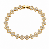 Gold and White Four-Leaf Clover Zircon Bracelet - Gold-Tone Alloy Lucky Charm Wristband with Full Crystal Pave, 22cm Elegant Fashion Jewellery for Women In Australia - Darrahopens