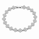 Silver and White Four-Leaf Clover Zircon Bracelet - Gold-Tone Alloy Lucky Charm Wristband with Full Crystal Pave, 22cm Elegant Fashion Jewellery for Women In Australia - Darrahopens