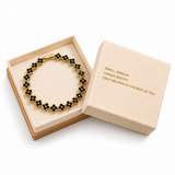 Gold and Black Four-Leaf Clover Zircon Bracelet - Gold-Tone Alloy Lucky Charm Wristband with Full Crystal Pave, 22cm Elegant Fashion Jewellery for Women