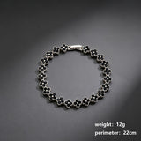 Silver and Black Four-Leaf Clover Zircon Bracelet - Gold-Tone Alloy Lucky Charm Wristband with Full Crystal Pave, 22cm Elegant Fashion Jewellery for Women In Australia - Darrahopens