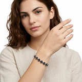Silver and Black Four-Leaf Clover Zircon Bracelet - Gold-Tone Alloy Lucky Charm Wristband with Full Crystal Pave, 22cm Elegant Fashion Jewellery for Women In Australia - Darrahopens