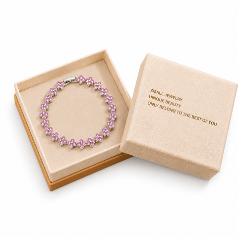 Silver and Pink Four-Leaf Clover Zircon Bracelet - Gold-Tone Alloy Lucky Charm Wristband with Full Crystal Pave, 22cm Elegant Fashion Jewellery for Women In Australia - Darrahopens