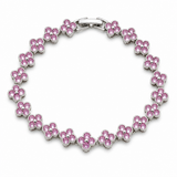 Silver and Pink Four-Leaf Clover Zircon Bracelet - Gold-Tone Alloy Lucky Charm Wristband with Full Crystal Pave, 22cm Elegant Fashion Jewellery for Women In Australia - Darrahopens