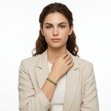 Gold and Green Four-Leaf Clover Zircon Bracelet - Gold-Tone Alloy Lucky Charm Wristband with Full Crystal Pave, 22cm Elegant Fashion Jewellery for Women
