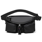 Black Ultra-Light Men's Crossbody Bag - PU Water-Resistant Sling Bag with Multi-Compartment Storage, Adjustable Strap, and Secure Zipper Closure for Commuting, Cycling, and Urban Travel In Australia - Darrahopens