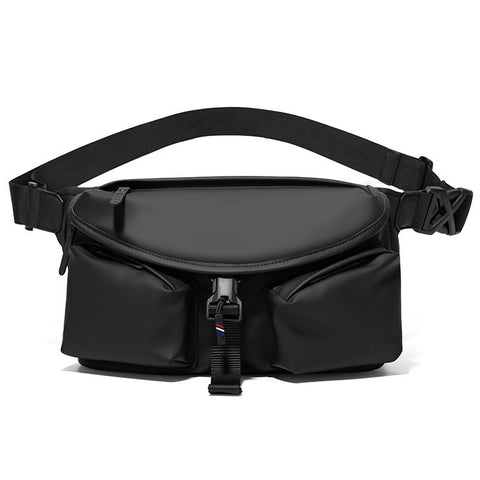 Black Ultra-Light Men's Crossbody Bag - PU Water-Resistant Sling Bag with Multi-Compartment Storage, Adjustable Strap, and Secure Zipper Closure for Commuting, Cycling, and Urban Travel In Australia - Darrahopens