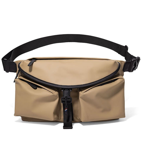 Khaki Ultra-Light Men's Crossbody Bag - PU Water-Resistant Sling Bag with Multi-Compartment Storage, Adjustable Strap, and Secure Zipper Closure for Commuting, Cycling, and Urban Travel In Australia - Darrahopens