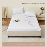 152*203cm White Waterproof Mattress Protector - Microfibre Terry Towelling Top, TPU Membrane Barrier, Machine Washable Fitted Sheet with 4 Corner Straps