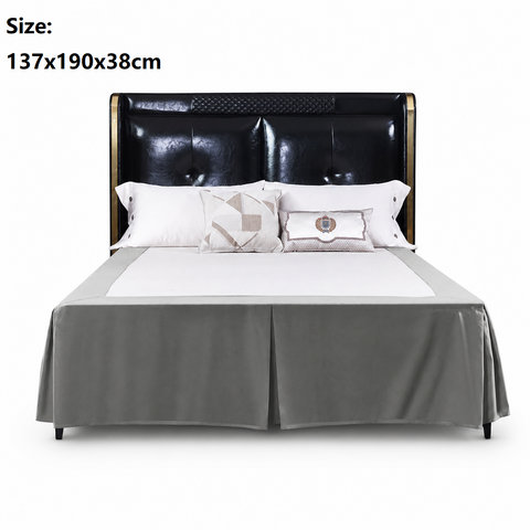 Grey 137x190x38cm Elastic Bed Skirt - Thickened Polyester Fitted Valance with Double-Layer High-Stretch Band, Wrinkle-Resistant Drop In Australia - Darrahopens