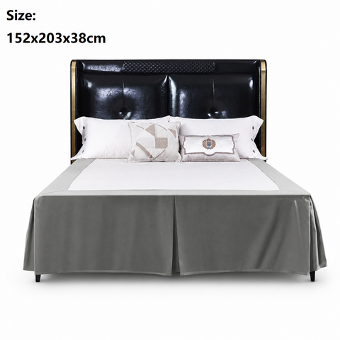 Grey 152x203x38cm Elastic Bed Skirt - Thickened Polyester Fitted Valance with Double-Layer High-Stretch Band, Wrinkle-Resistant Drop