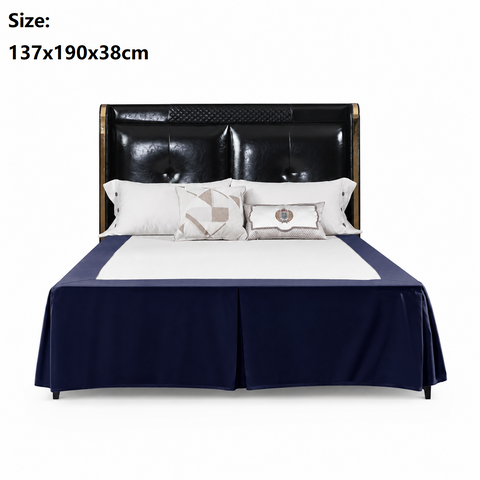 Blue 137x190x38cm Elastic Bed Skirt - Thickened Polyester Fitted Valance with Double-Layer High-Stretch Band, Wrinkle-Resistant Drop In Australia - Darrahopens