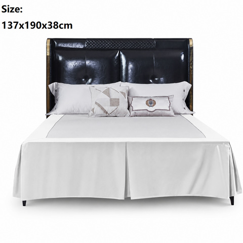 White 137x190x38cm Elastic Bed Skirt - Thickened Polyester Fitted Valance with Double-Layer High-Stretch Band, Wrinkle-Resistant Drop In Australia - Darrahopens