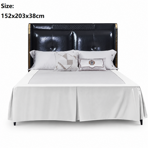 White 152x203x38cm Elastic Bed Skirt - Thickened Polyester Fitted Valance with Double-Layer High-Stretch Band, Wrinkle-Resistant Drop