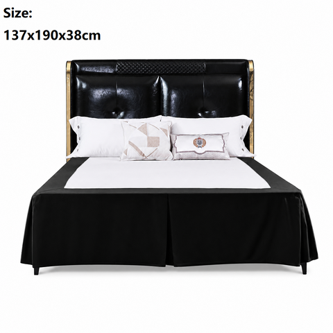 Black 137x190x38cm Elastic Bed Skirt - Thickened Polyester Fitted Valance with Double-Layer High-Stretch Band, Wrinkle-Resistant Drop In Australia - Darrahopens