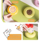 Red Ceramic Pet Donut Bowl - 50ml  Food Dish for Cats and Small Dogs - Non Slip Base, Easy Clean Glaze, Compact Snack Feeder, Pastel Colours, Home and Travel Use