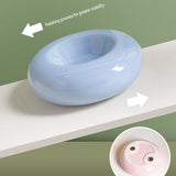 Red Ceramic Pet Donut Bowl - 50ml  Food Dish for Cats and Small Dogs - Non Slip Base, Easy Clean Glaze, Compact Snack Feeder, Pastel Colours, Home and Travel Use