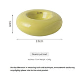Red Ceramic Pet Donut Bowl - 50ml  Food Dish for Cats and Small Dogs - Non Slip Base, Easy Clean Glaze, Compact Snack Feeder, Pastel Colours, Home and Travel Use
