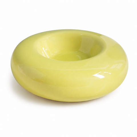 Green Ceramic Pet Donut Bowl - 50ml  Food Dish for Cats and Small Dogs - Non Slip Base, Easy Clean Glaze, Compact Snack Feeder, Pastel Colours, Home and Travel Use