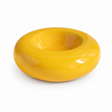 Yellow Ceramic Pet Donut Bowl - 50ml  Food Dish for Cats and Small Dogs - Non Slip Base, Easy Clean Glaze, Compact Snack Feeder, Pastel Colours, Home and Travel Use