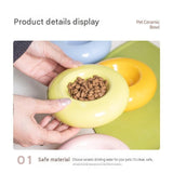 Yellow Ceramic Pet Donut Bowl - 50ml  Food Dish for Cats and Small Dogs - Non Slip Base, Easy Clean Glaze, Compact Snack Feeder, Pastel Colours, Home and Travel Use