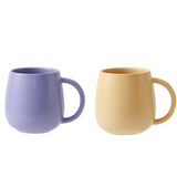 2 pack （Purple and Khaki ）Macaron Ceramic Mug 480ml - Large Belly Coffee Cup, Underglaze Colour, Non Slip Base, Ergonomic Handle, Microwave and Dishwasher Safe, Home Office Breakfast Drinkware