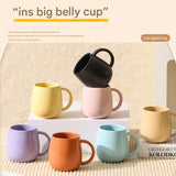 2 pack （Purple and Khaki ）Macaron Ceramic Mug 480ml - Large Belly Coffee Cup, Underglaze Colour, Non Slip Base, Ergonomic Handle, Microwave and Dishwasher Safe, Home Office Breakfast Drinkware