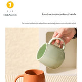 2 pack （Purple and Khaki ）Macaron Ceramic Mug 480ml - Large Belly Coffee Cup, Underglaze Colour, Non Slip Base, Ergonomic Handle, Microwave and Dishwasher Safe, Home Office Breakfast Drinkware