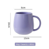 2 pack （Purple and Khaki ）Macaron Ceramic Mug 480ml - Large Belly Coffee Cup, Underglaze Colour, Non Slip Base, Ergonomic Handle, Microwave and Dishwasher Safe, Home Office Breakfast Drinkware