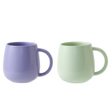 2 pack （Purple and Green ）Macaron Ceramic Mug 480ml - Large Belly Coffee Cup, Underglaze Colour, Non Slip Base, Ergonomic Handle, Microwave and Dishwasher Safe, Home Office Breakfast Drinkware