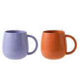 2 pack （Purple and Orange ）Macaron Ceramic Mug 480ml - Large Belly Coffee Cup, Underglaze Colour, Non Slip Base, Ergonomic Handle, Microwave and Dishwasher Safe, Home Office Breakfast Drinkware
