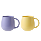 2 pack （Purple and Yellow ）Macaron Ceramic Mug 480ml - Large Belly Coffee Cup, Underglaze Colour, Non Slip Base, Ergonomic Handle, Microwave and Dishwasher Safe, Home Office Breakfast Drinkware