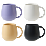 4 pack （Purple and White and Khaki and Black）Macaron Ceramic Mug 480ml - Large Belly Coffee Cup, Underglaze Colour, Non Slip Base, Ergonomic Handle, Microwave and Dishwasher Safe, Home Office Breakfast Drinkware
