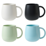 4 pack （Black and White and Green and Blue）Macaron Ceramic Mug 480ml - Large Belly Coffee Cup, Underglaze Colour, Non Slip Base, Ergonomic Handle, Microwave and Dishwasher Safe, Home Office Breakfast Drinkware In Australia - Darrahopens