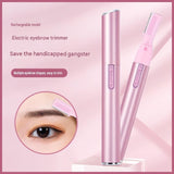 Golden Rechargeable Electric Eyebrow Trimmer - USB Charging, Stainless Steel Rounded Blade, Detachable Washable Head, 4mm/6mm Comb Guides, Portable Facial Hair Remover for Women