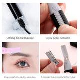 Golden Rechargeable Electric Eyebrow Trimmer - USB Charging, Stainless Steel Rounded Blade, Detachable Washable Head, 4mm/6mm Comb Guides, Portable Facial Hair Remover for Women