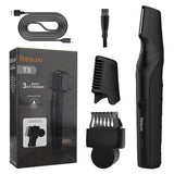 3-in-1 Electric Body Groomer for Men - IPX5 Waterproof, USB-C Rechargeable, Adjustable 3-12mm Comb, Skin-Safe Rounded Blade, Travel Lock, Wet Dry Use