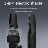 3-in-1 Electric Body Groomer for Men - IPX5 Waterproof, USB-C Rechargeable, Adjustable 3-12mm Comb, Skin-Safe Rounded Blade, Travel Lock, Wet Dry Use