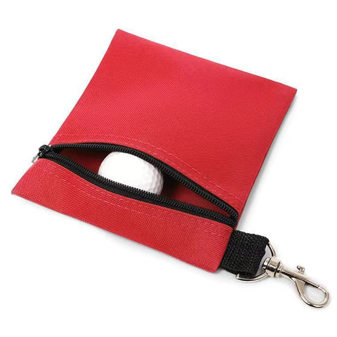 Red Golf Ball Pouch with Zipper and Metal Clip - Durable Nylon Storage Bag for Balls, Tees and Divot Tools - Portable Waist Accessory Organizer for Golfers In Australia - Darrahopens