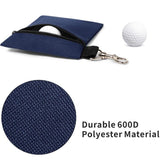 Dark Blue Golf Ball Pouch with Zipper and Metal Clip - Durable Nylon Storage Bag for Balls, Tees and Divot Tools - Portable Waist Accessory Organizer for Golfers