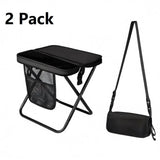 Black 2 Pack Portable foldable stool with a crossbody strap - High Carbon Steel Frame and Oxford Fabric Outdoor Camping Chair with Mesh Storage Pocket - Lightweight Travel Seat for Hiking Fishing and Festivals In Australia - Darrahopens