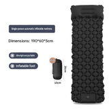 Black Single Outdoor Foot Pump Inflatable Sleeping Pad （190 x 60 x 5 cm ）- 40D Nylon Camping Air Mattress with Built-in Pillow and Double Valve - Portable Moisture Proof Mat for Hiking Backpacking