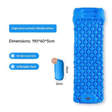 Blue Single Outdoor Foot Pump Inflatable Sleeping Pad （190 x 60 x 5 cm ）- 40D Nylon Camping Air Mattress with Built-in Pillow and Double Valve - Portable Moisture Proof Mat for Hiking Backpacking In Australia - Darrahopens