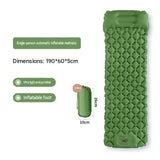 Green Single Outdoor Foot Pump Inflatable Sleeping Pad （190 x 60 x 5 cm ）- 40D Nylon Camping Air Mattress with Built-in Pillow and Double Valve - Portable Moisture Proof Mat for Hiking Backpacking In Australia - Darrahopens