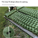Green Single Outdoor Foot Pump Inflatable Sleeping Pad （190 x 60 x 5 cm ）- 40D Nylon Camping Air Mattress with Built-in Pillow and Double Valve - Portable Moisture Proof Mat for Hiking Backpacking