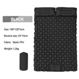 Double Outdoor Foot Pump Inflatable Sleeping Pad （190 x 120 x 5 cm）- 40D Nylon Camping Air Mattress with Built-in Pillow and Double Valve - Portable Moisture Proof Mat for Hiking Backpacking